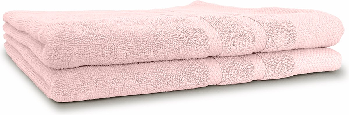 LINNICK Diamond Badstof Handdoeken Set - Set van 2 - Douchelaken 70x140cm - Badlakens - Handdoeken - 550 gr/m2 - 100% Katoen - Light Pink