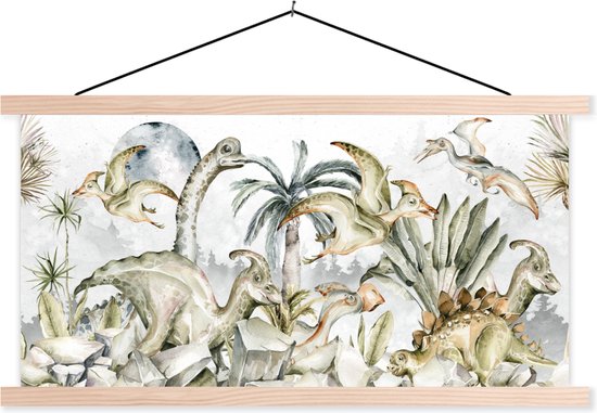 Affiche scolaire - Dino - Décoration Jungle - Enfants - 60x30 cm - Lattes vierges