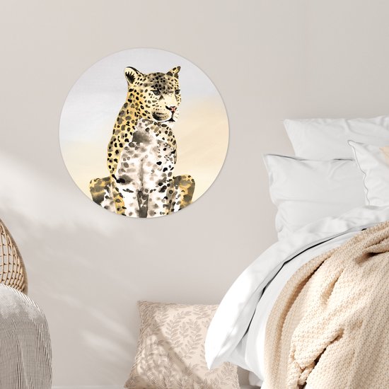 WallCircle® - Papier peint cercle 50x50 cm - Stickers muraux Animaux - Jungle - Léopard - Cercle mural - Accessoires chambre d'enfant - Décoration chambre bébé - Cercle mural autocollant