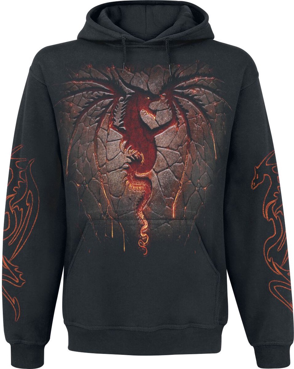 Spiral Dragon Furnace Heren Trui met capuchon - zwart - M