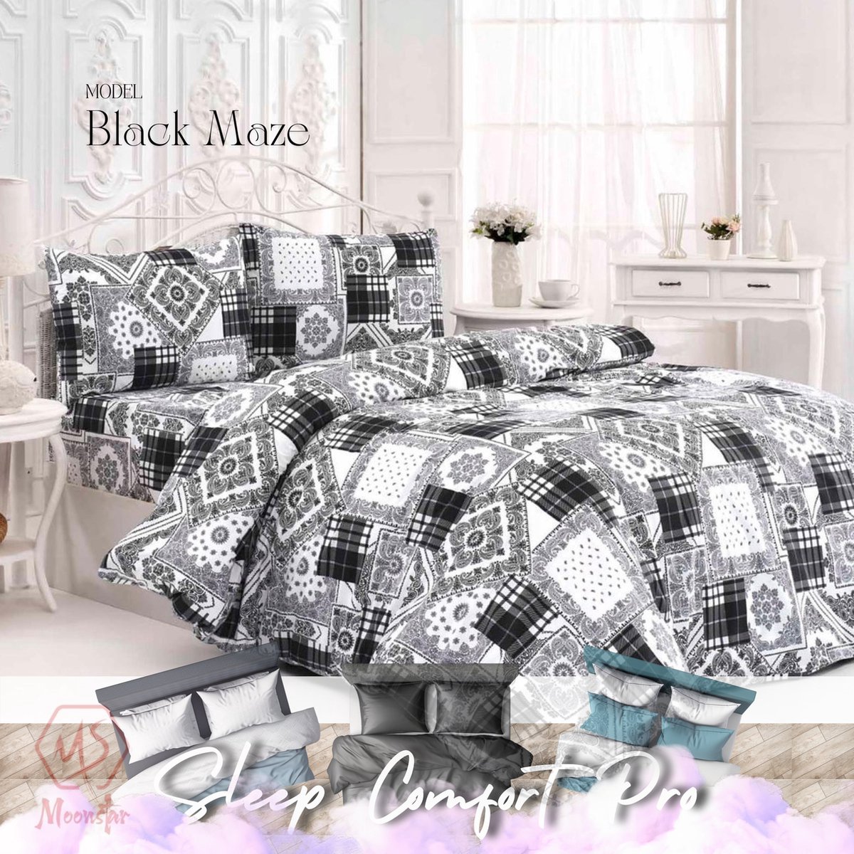 Maxenza Sleep Comfort Pro - Comfortabel Dekbedovertrek voor Twee Personen met Kussenslopen 220 x 200 cm