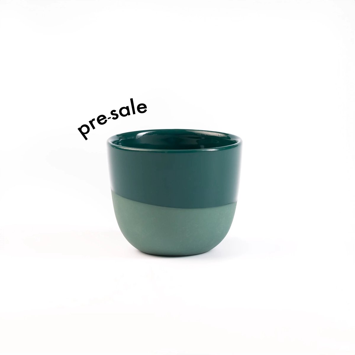 Espresso kopje – 60ml - Half Glazed - Pine Green - Handgemaakt – Porselein – Espresso Kop – Koffiekopjes – Espressomachine - Barista Essentials