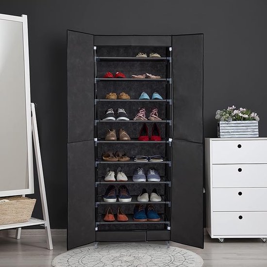 BAKAJI Ruimtebesparende schoenenkast, 11 planken, 60 x 30 x 175 cm, tot
