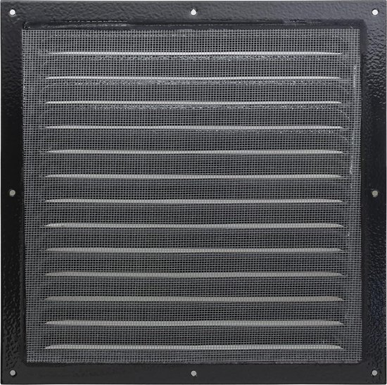 Ventilatierooster Zwart vierkant Retro 220x220mm voor buis 150mm