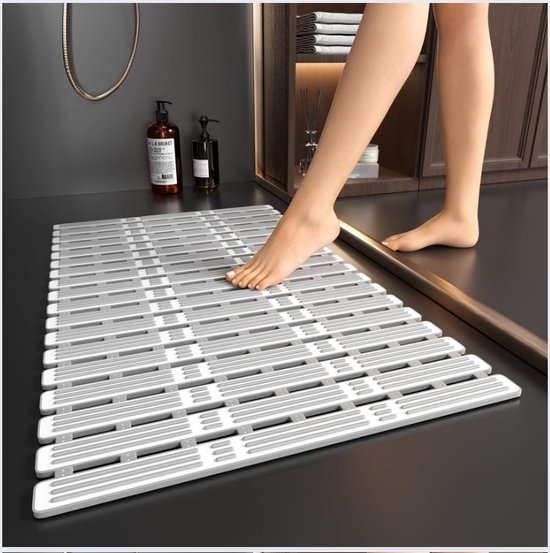 DEUBA® 2x Houten Badmat Antislip Strepen 76x50cm FSC-gecertifieerd Acaciahout Antislipstoppers Douchemat Badkamermat