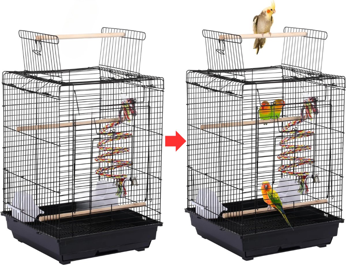 MKSS® Vogelkooi - Papegaaienkooi - Vogelkooien voor Binnen - Zwart