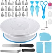 Uten Support à gâteau avec base - Support à gâteau rotatif - Antidérapant - Plat à gâteau - Support à gâteau - Pour la Décoration de gâteaux - Set de 60 pièces de fournitures de pâtisserie de Luxe - Wit