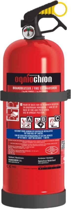 Ogniochron Pulverlöscher GP-1 BC - Feuerlöscher Mit Wandhalterung Für Zuhause