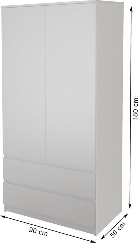 Meubel Square - Armoire de Rangement - Zwart - Armoire à deux tiroirs - Placard de Chambre