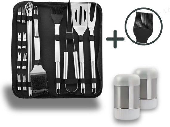 AVOID 28-delige BBQ Accessoires Set - Roestvrij Stalen BBQ Gereedschap - Inclusief BBQ Spiezen, Tang & Borstel
