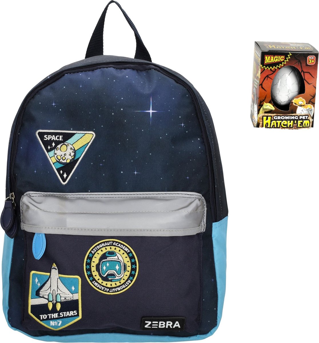 Zebra Rugzak Space Blue - rugtas - kinderrugtas, rugtas, kinderrugzak, schooltas + Dino Ei