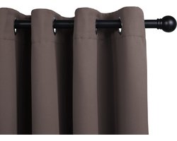 LIFA LIVING Gordijn - Donker Taupe - Geluidswerend & Verduisterend - Verduisteringsgordijnen met Ringen - 100% Polyester - 150 x 250 cm - 1 Stuk