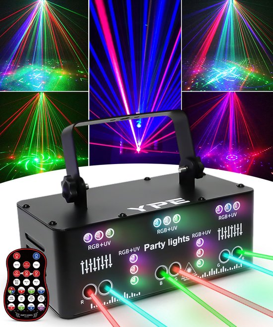 Foto: Ype discolamp party lights disco licht party laser ultra party laser met 21 outputs lasers led s en stroboscoop effect afstand bestuurbaar geluid gestuurd en dmx ondersteuning