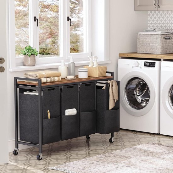 HoobroWasmand, Wasmand met Plank, Waswagen met Wielen, 4 x