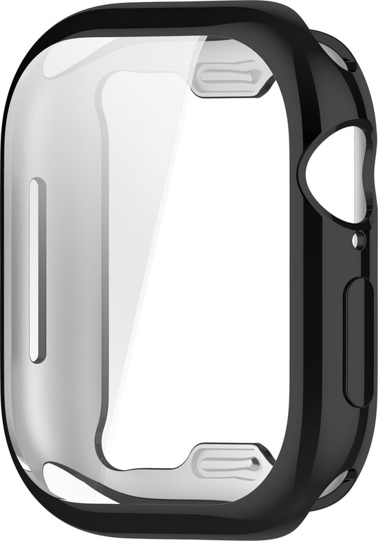 Zwart TPU hoesje met transparant schermgedeelte voor een smartwatch.