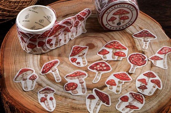 Autocollants Washi - Autocollant Champignons - Automne - Forêt - Bullet Journal - Autocollants pour Adultes et Enfants - Scrapbooking - Autocollants Agenda - Autocollant Décoration Washi Tape