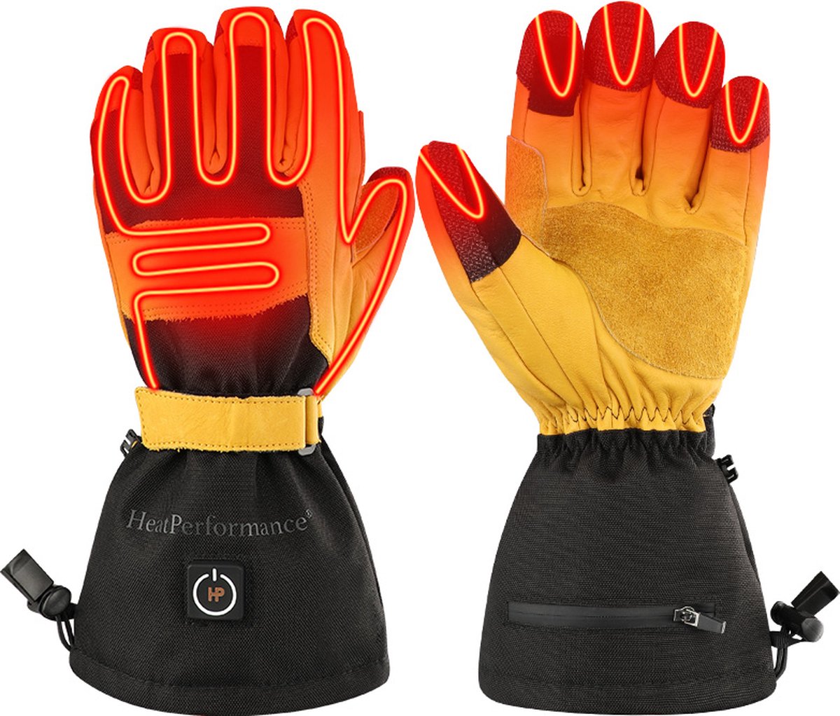 Verwarmde werkhandschoenen | Premium geitenleer met Kevlar versteviging | bouw - tuin | HeatPerformance® | maat M