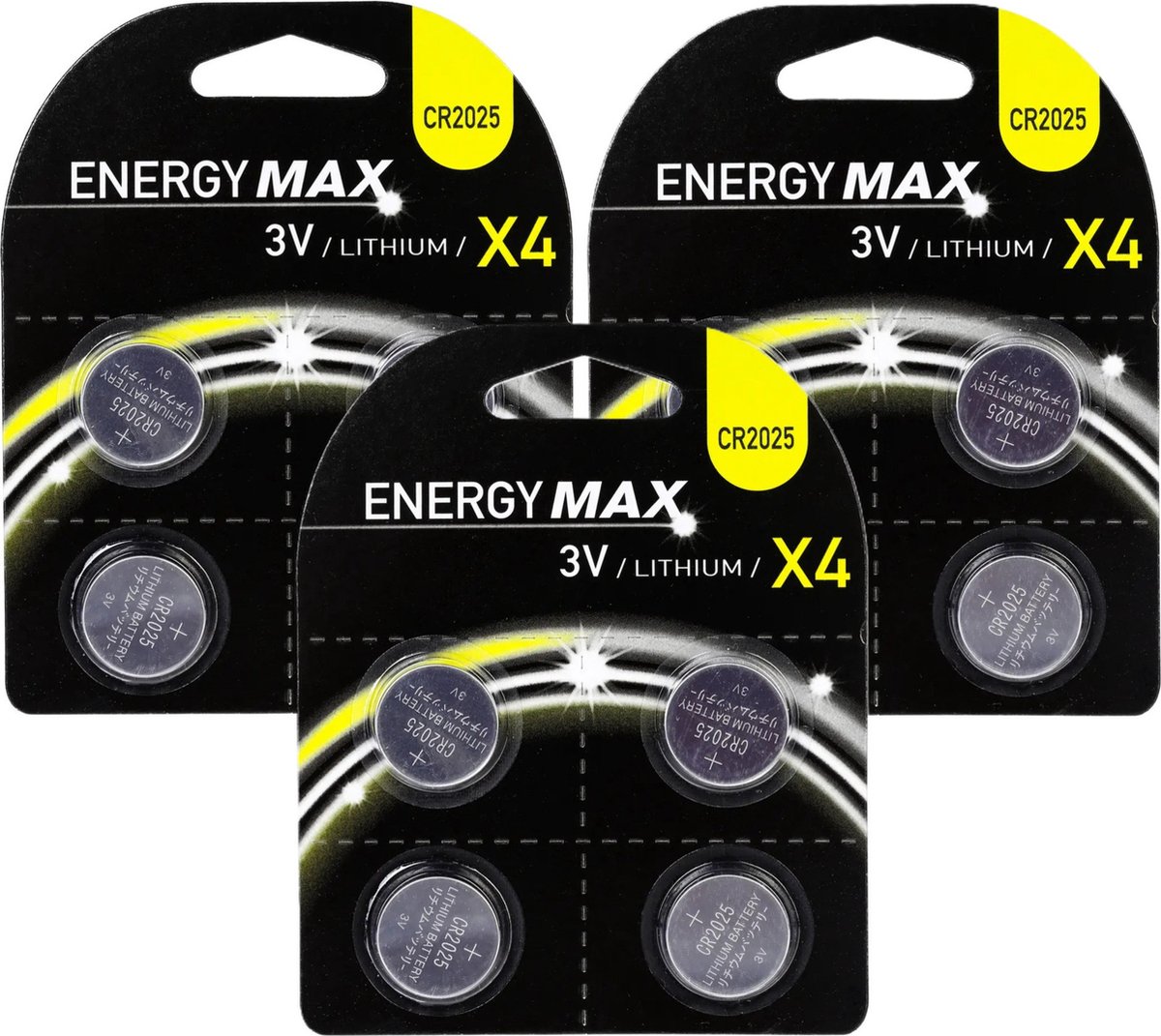 Energymax knoopcel batterijen budget voordeelset - CR2025 - 12x stuks
