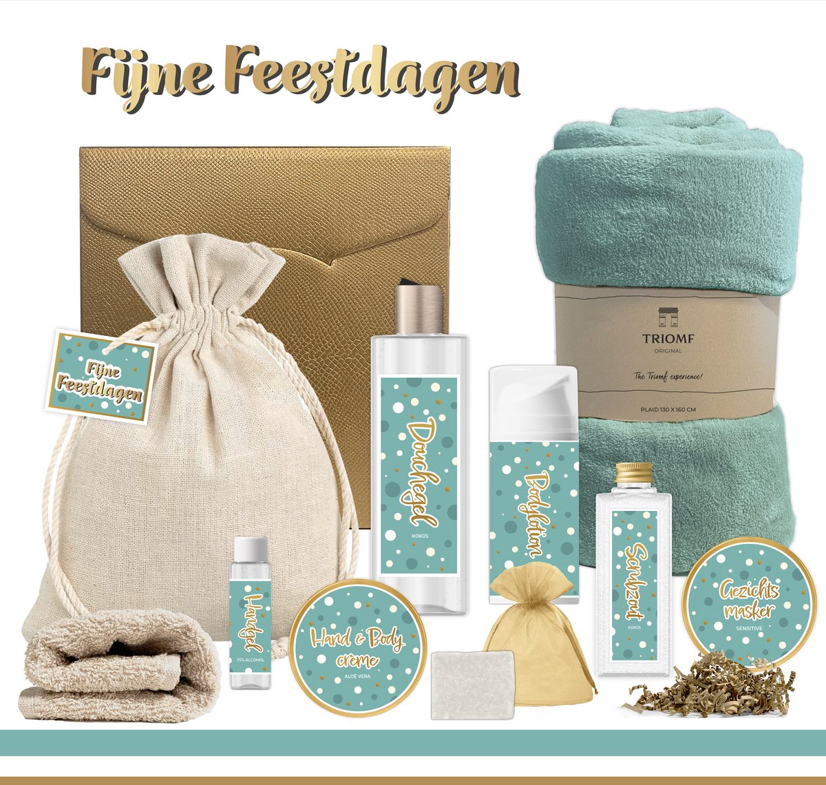 Goedkoopste Geschenkset “Fijne Feestdagen!” - 10 producten - 1400 gram | Luxe Kerst Cadeaubox voor haar - Wellness Pakket Vrouw - Giftset Fijne feestdagen - Cadeaupakket Prettige Kerstdagen - Kerstcadeau - Kerstpakket Cadeau - Relatiegeschenk - Gift Goud