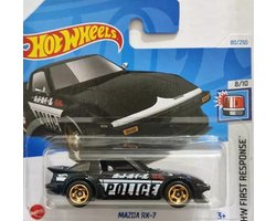 HOT WHEELS MAZDA RX-7 POLICE BLACK 80/250 1:64 HW FIRST RESPONSE 8/10