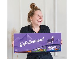 Mega Milka met tekst "Gefeliciteerd" - 600 gram - Chocoladereep - Chocolade
