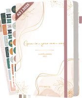 Agenda Journalier 2025 Format A5 - Couverture Rigide - Janvier à Décembre - Avec Porte-stylo Et Onglets Mensuels