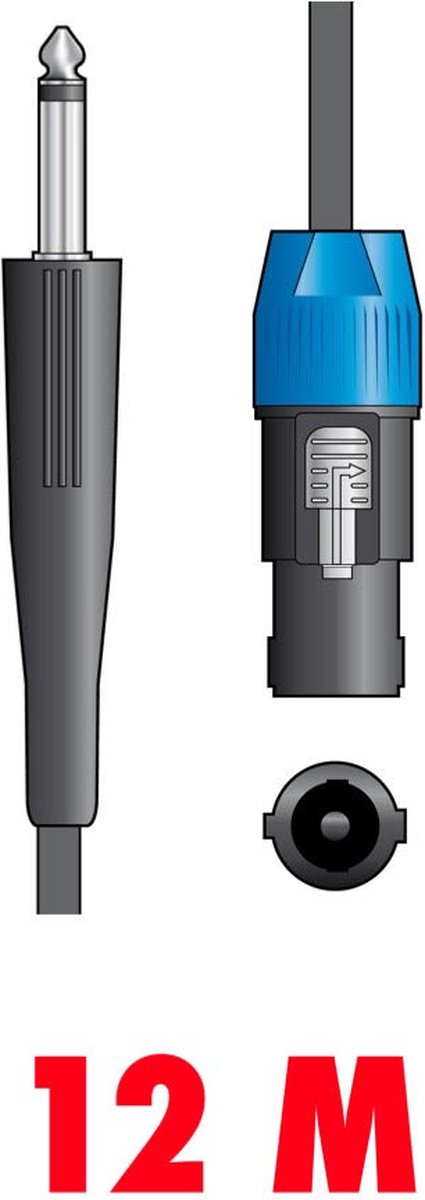 Luidsprekerkabel Speakon - Jack 6,3 mm 12 meter