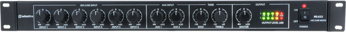 Citronic ML622 1U 6x microfoon 2x lijn 19 rack mixer