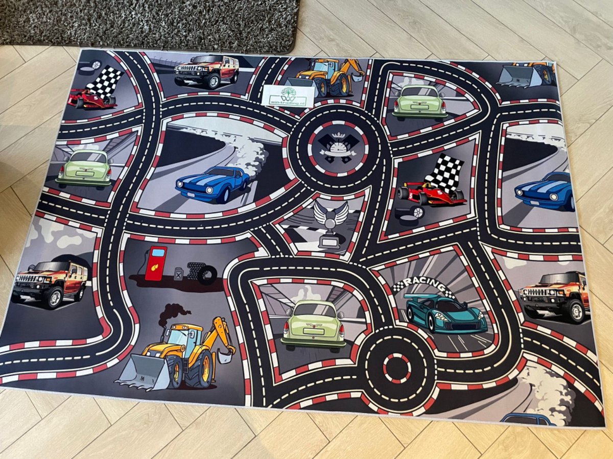 Speelkleed Racing - Verkeerskleed - vloerkleed - 140 x 200 cm - Antislip- Jongens en Meisjes — afbeelding 3