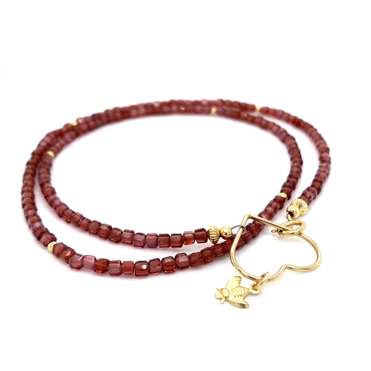 Pat's Jewels Ketting - Ketting Dames - Kralen Ketting - Edelsteen - Granaat - Rood - Geboortemaand Januari - Goud