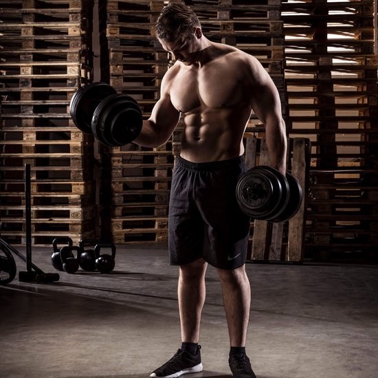 Tunturi Dumbbellset - Halterset - Totaal 15 kg - Zwart Vinyl - Incl. gratis fitness app