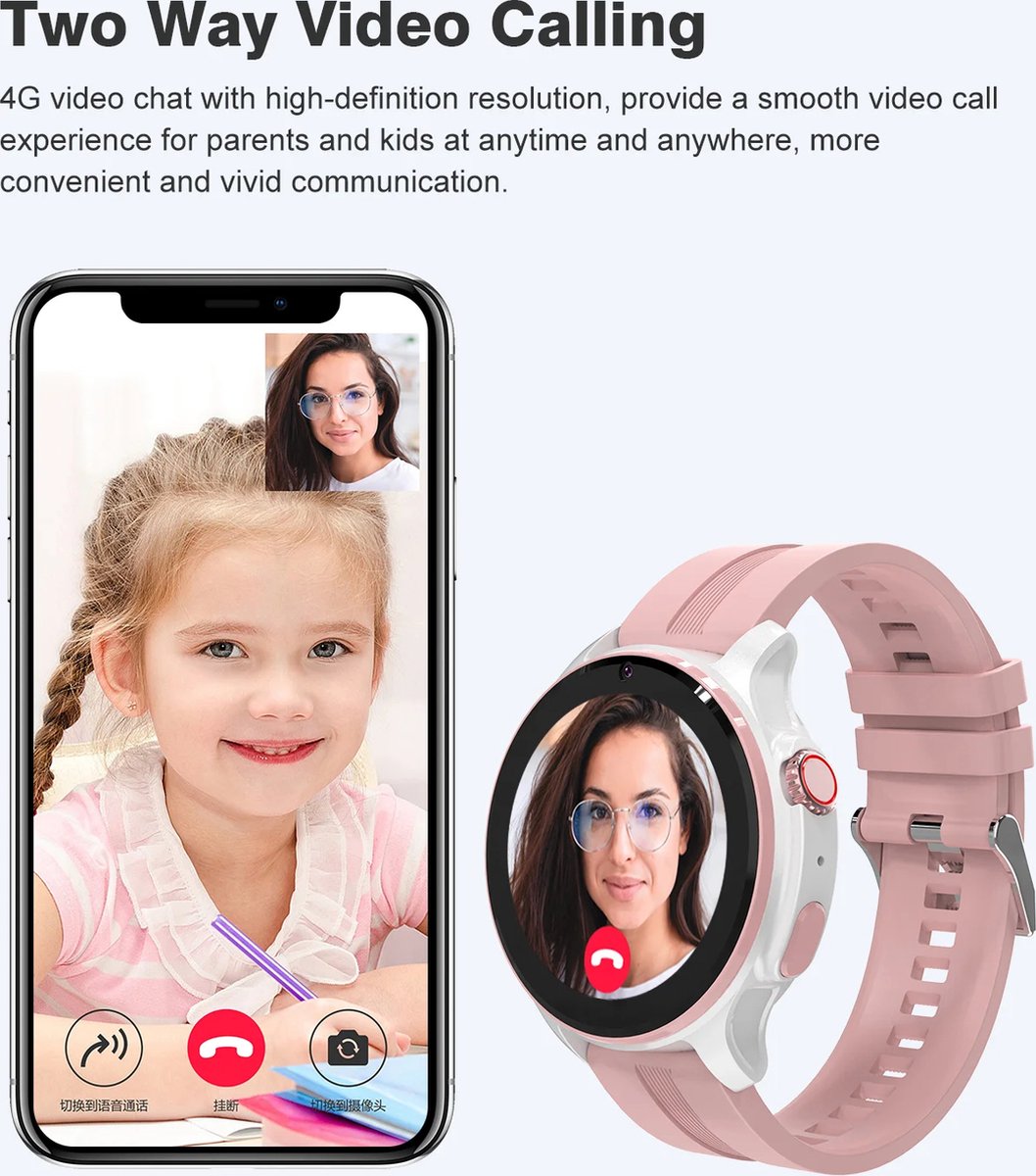 Xcruiser Kinderen 4G Smart Watch Sos Gps Locatie Video Oproep Simkaart Voor Kinderen Smartwatch Camera Waterdicht Horloge Voor Ios Android