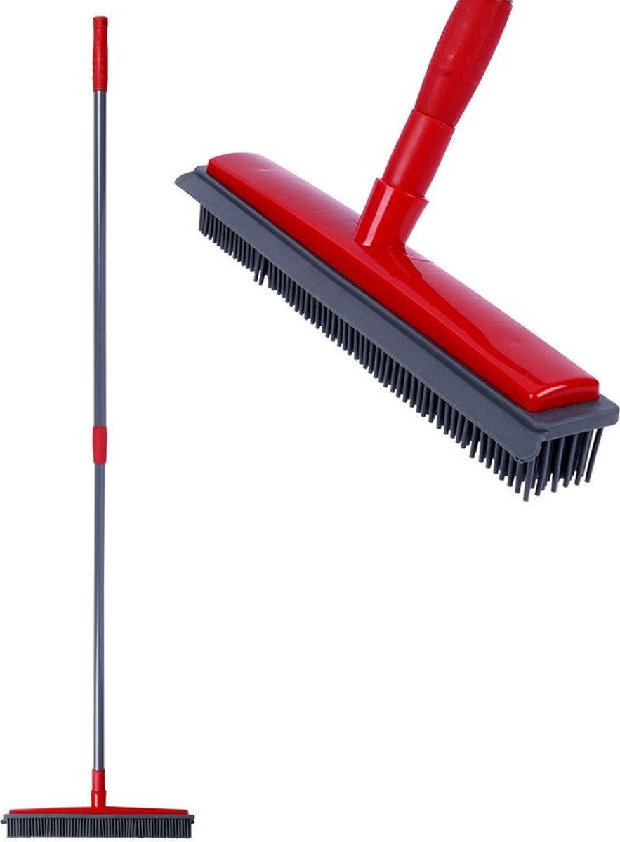 Goedkoopste Rubberen Bezem Telescopisch 85-134 cm - Kappersbezem met Telescoopsteel - Vloertrekker - Trekker