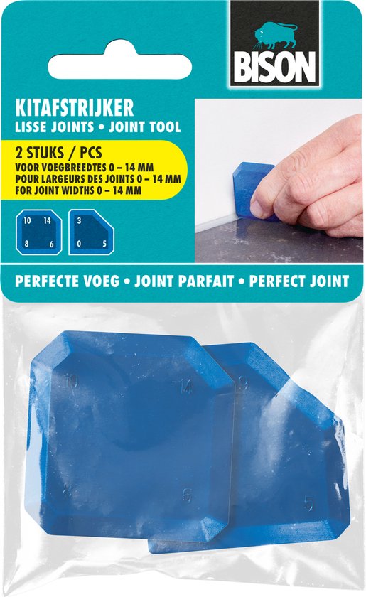 Grattoir à mastic Bison , outil parfait pour des joints de mastic lisses, facile à utiliser, adapté à tous les types de mastics, formes multiples, par exemple pour les éviers, les baignoires, les grands bords de mastic