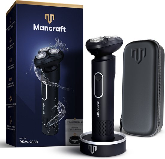 Mancraft 3 in 1 Scheerapparaat Mannen - Met Reisetui en Oplaadstation - Neus en Trimmer Opzetstuk