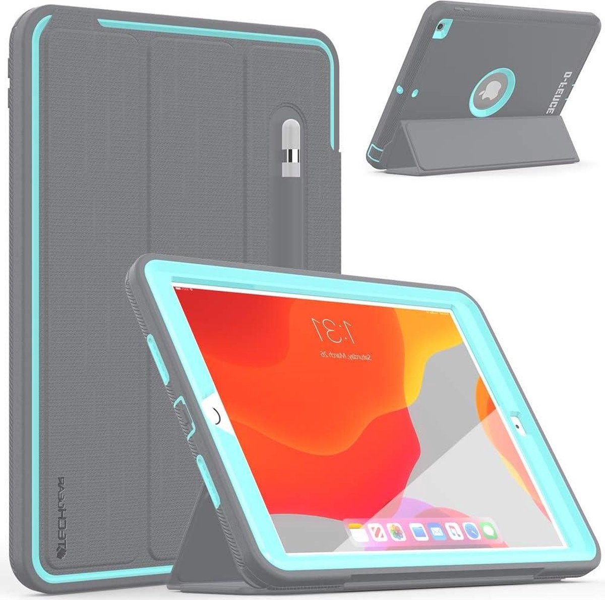 D-Fence iPad 10.2 2020/2019 Hoes - Schokbestendig - Aqua Blue
