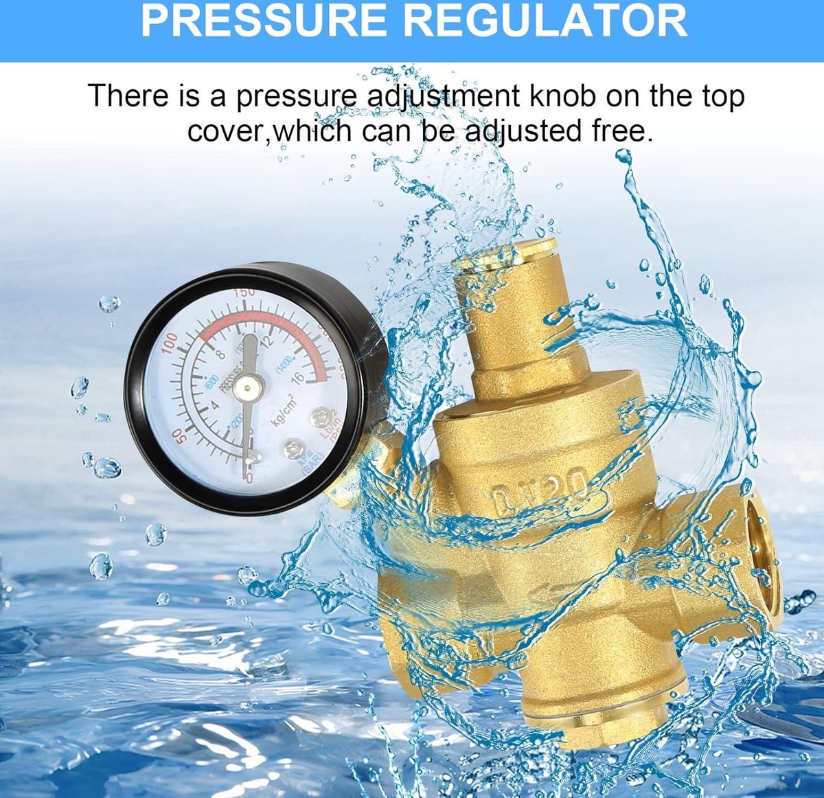 Drukregelaar Water 1/2 Inch DN15 met Manometers Hoge Hardheid Messing Instelbare Drukregelaar voor Water kopen vanaf een prijs van 41