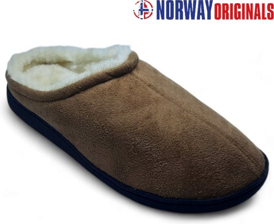 Foto: Norway originals bruine heren pantoffels maat 45 open sloffen voor mannen jongens anti slip huisschoenen harde zool