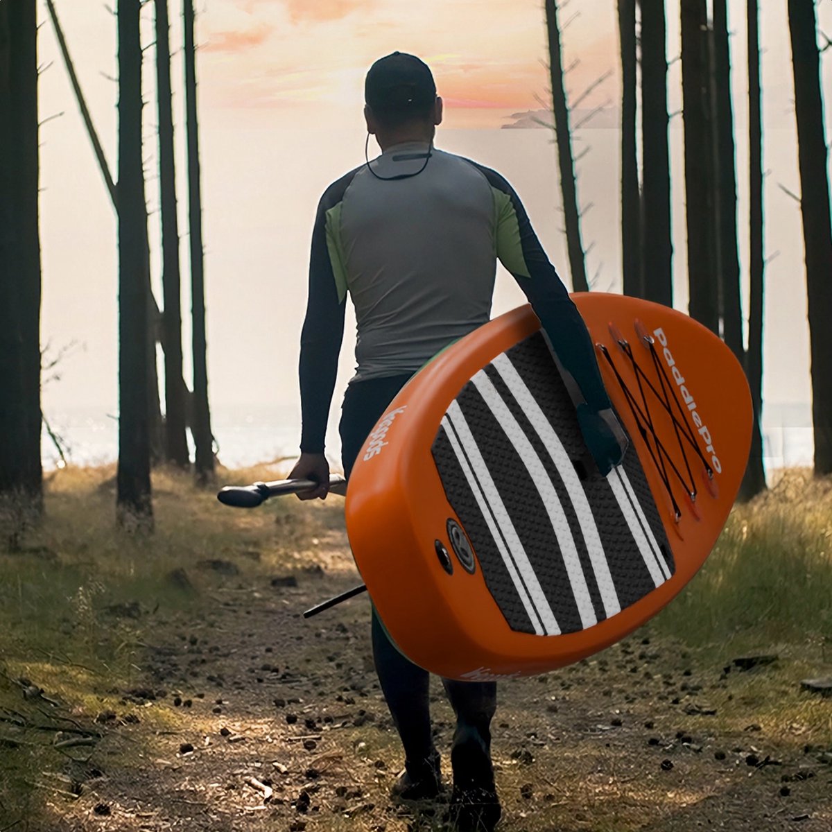LifeGoods PaddlePro SUP Board - Opblaasbaar Paddle Board - Complete Set - Max. 150KG - 320x81cm - Oranje – foto 7
