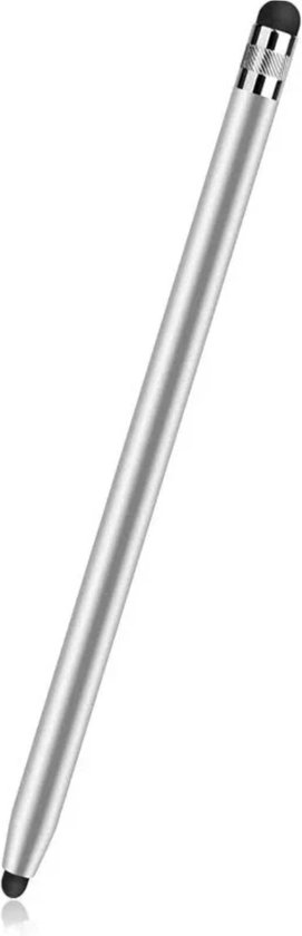 Stylet argenté au design épuré avec une pointe noire.
