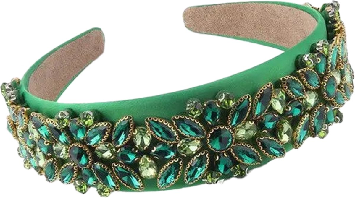 Margot Bardot Haarband Flower Crystals Green