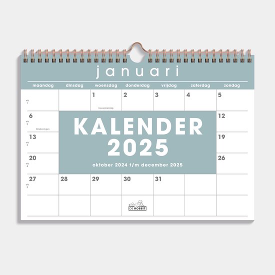 Foto: Hobbit maandkalender 2025 maandplanner 1 maand op 1 pagina a4 21 x 29 7 cm grijs groen