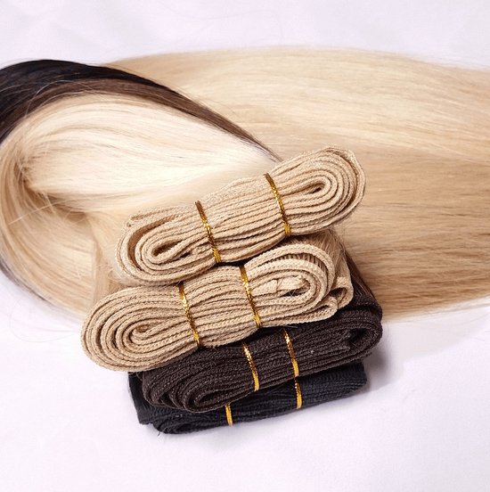LUXEXTEND Weave Hair Extensions #60A | Human hair Blond | Human Hair Weave | 30 cm - 100 gram | Remy Sorted & Double Drawn | Haarstuk | Extensions Haar | Extensions Human Hair | Echt Haar | Weave Hairextensions Bundels | Weft Haar | Haarverlenging