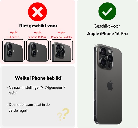 Coque pour iPhone 16 Pro avec porte-cartes, coque rigide avec 2 films de protection d'écran – Coque pour iPhone 16 Pro avec porte-cartes – Grijs