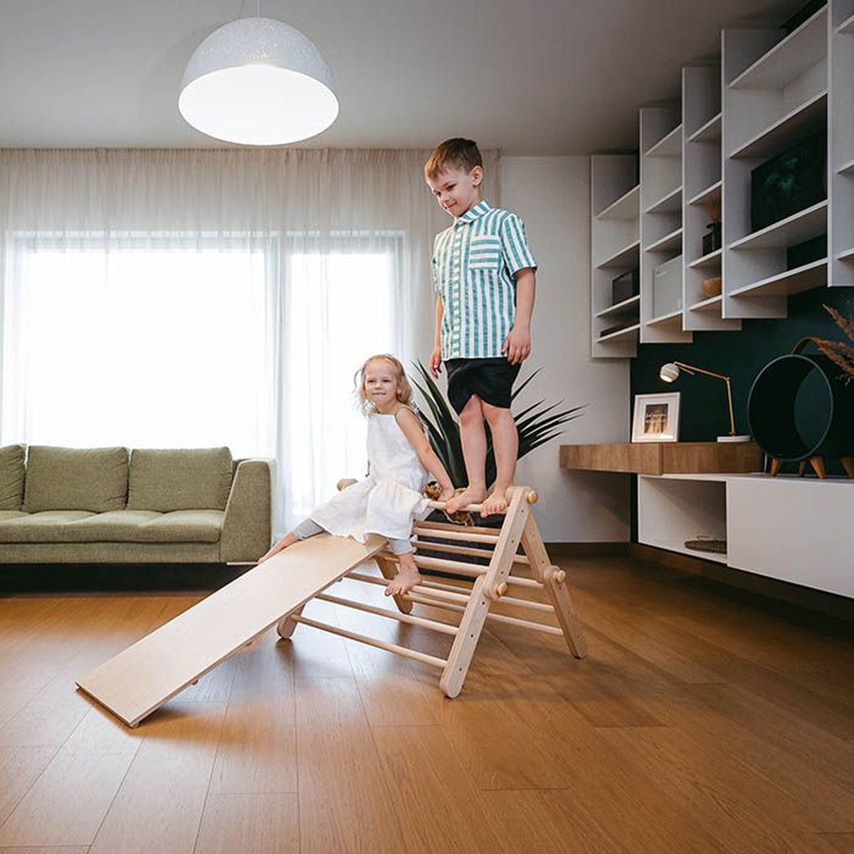 Ette Tete Houten klimrek Mopitri met glijbaan — afbeelding 4