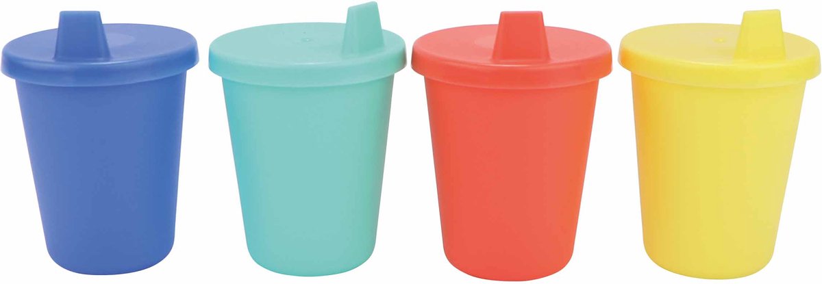 Nûby - Beker met harde tuit voor kinderen - Schenktuit met vrij debiet - 207ml - 4 stuks - 9+ maanden