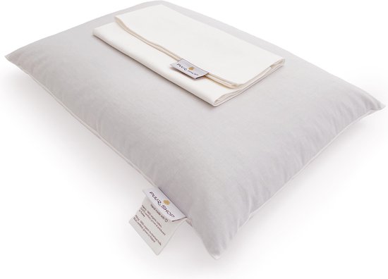 Boekweitkust.nl - kussen en sarrasin + taie d'oreiller en satin - Oreiller rechargeable - Taille 50x35 - 100% Bio + Naturel