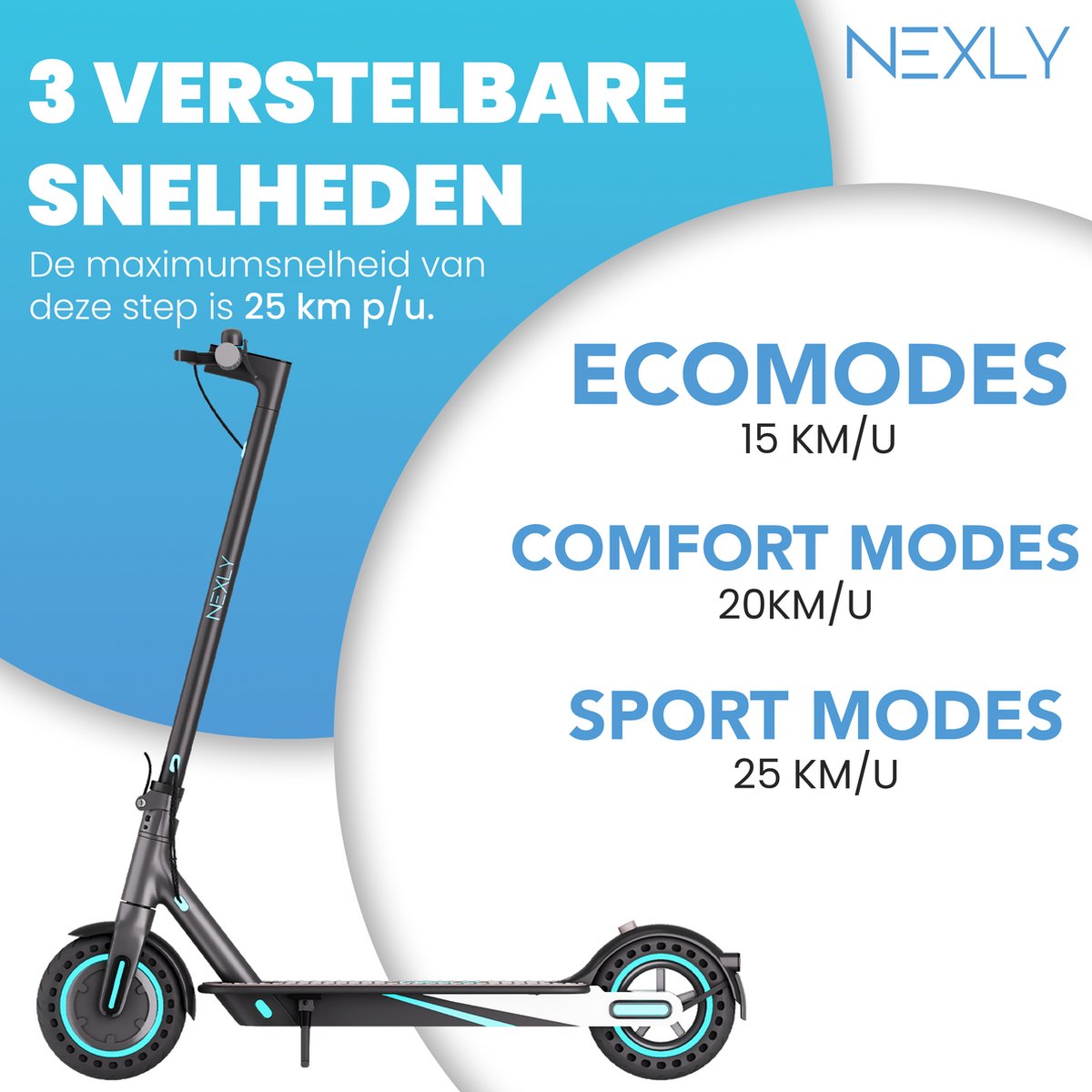 Afbeelding 2 van Nexly® S2 Elektrische Step - Snelheid tot 25km/u - Bereik tot 30km - Dubbele rem - Cruise control - Inklapbaar & draagbaar - LED koplamp - Innovatieve App