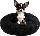 Pet Perfect Donut Hondenmand 60cm - Fluffy Hondenkussen - Hondenbed - Zwart - Wasbaar