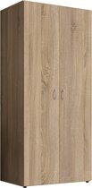 Kledingkast Baarlo - 80x176x52 cm (BxHxD) - Eiken Kleur - Draaideurkast - 1 legplank & 1 roede - Slaapkamer - Garderobekast - Opbergkast